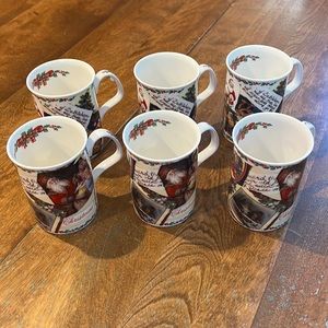 Vintage 1997 Roy Kirkham fine bone china Christmas time set of 6 mugs